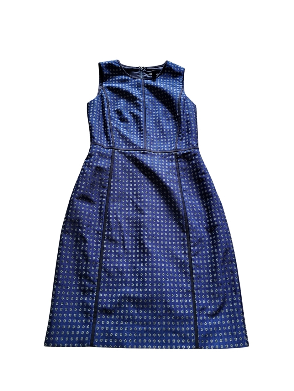 J.Crew Women Blue Sheath Dress Blue Foulard Print Style #F4122 Sleeveless Size 2